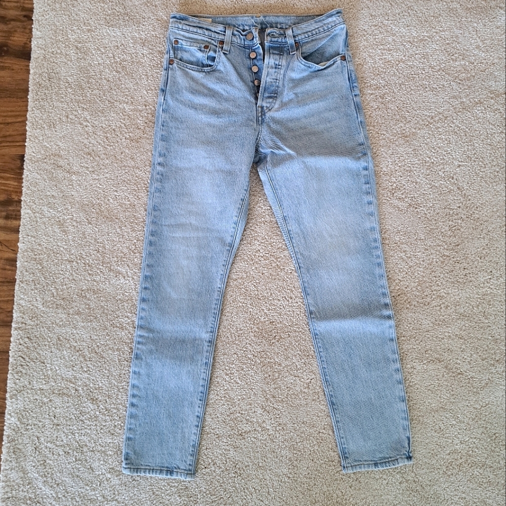 LEVI'S 501 Light Blue Slik Jeans